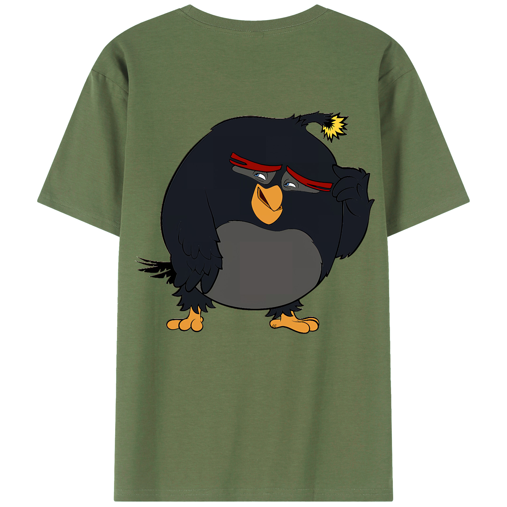 （画像用） Angry Birds アングリーバード 綿100％ メンズ半袖Tシャツ（バックプリント） 通気性